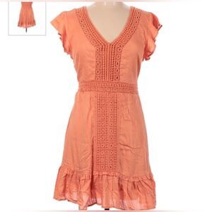 Women’s Sincerely Jules Peach mini dress summer beach wedding brunch girly